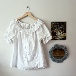 Vintage White Renaissance Ruffle Festival Blouse